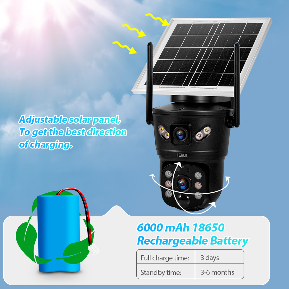 KERUI 6MP 4G SIM WiFi Solar Ca - Home Security Video Cameras review and price