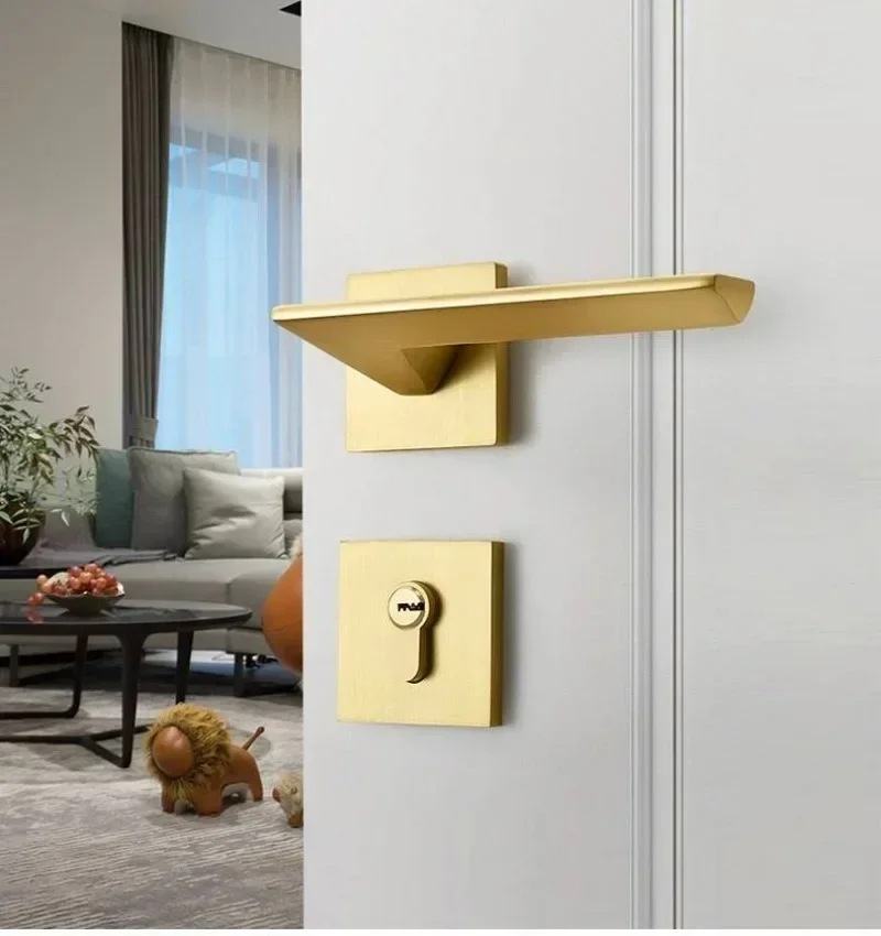 Gold Zinc Alloy Bedroom Door L - Home Security Door Lock review and price