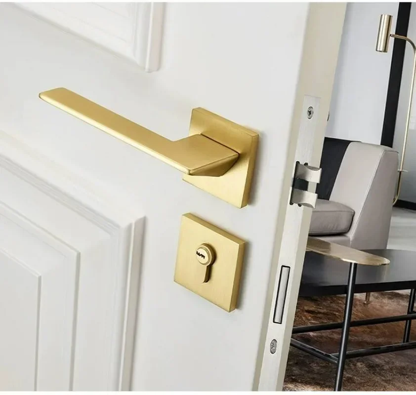 Gold Zinc Alloy Bedroom Door L - Home Security Door Lock review and price